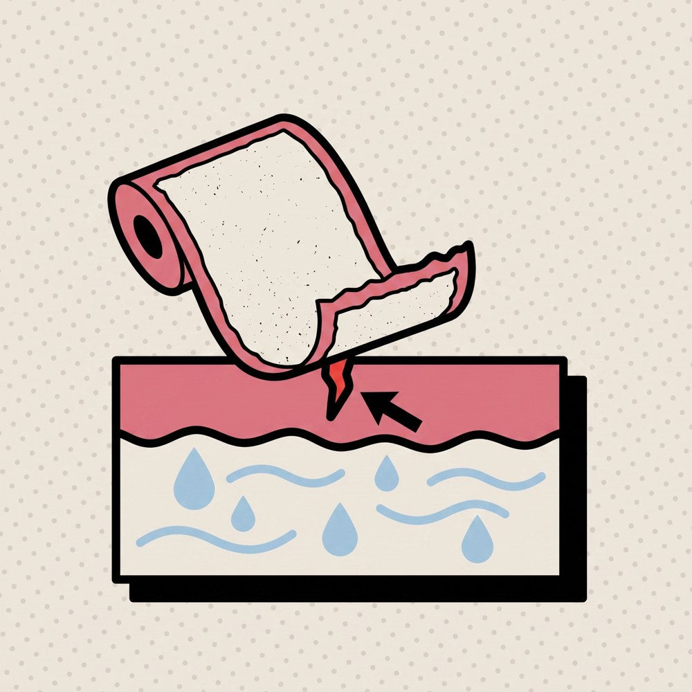 Paper tearing the skin into a fissure